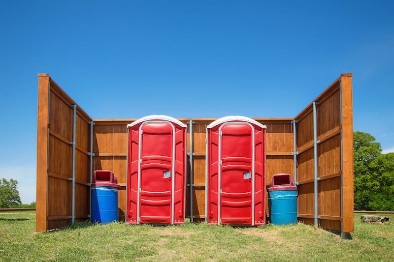 Short-term porta potty units staged for delivery in Tustin, California